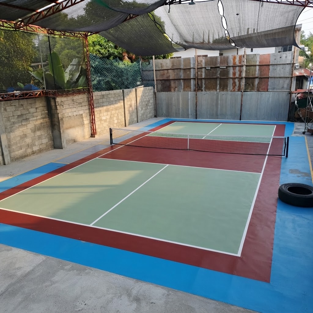 Front view of the court and its net