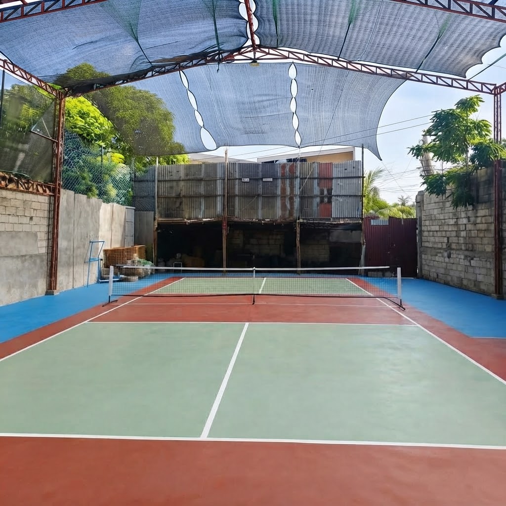 The Doke court under its shade canopy